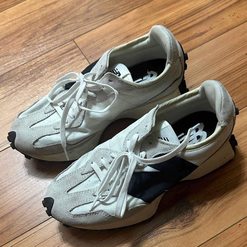 New Balance Cream and Black Athletic Shoes